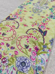 Lime Green Pure Cotton Unstitched Suit with Mal-Mal Cotton Dupatta