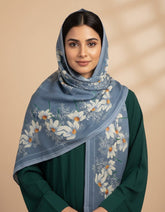 Tehnoor Blue Daisy Stole for Women – 72 x 32 Inches | Elegant Hijab & Abaya Accessory | Modest Fashion India