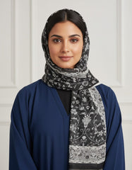 Tehnoor Noir Floral Stole for Women – 72 x 32 Inches | Elegant Hijab & Abaya Accessory | Modest Fashion India