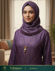Lavender Minimalist Stone-Work Abaya Without Hijab