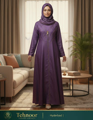 Lavender Minimalist Stone-Work Abaya Without Hijab