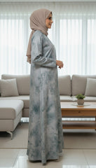 Tehnoor Silver Blue Marble Abaya