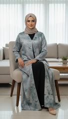 Tehnoor Silver Blue Marble Abaya