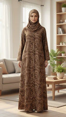 Tehnoor Nazakat Cocoa Swirl Abaya