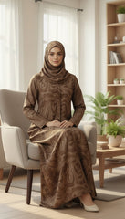 Tehnoor Nazakat Cocoa Swirl Abaya