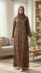 Tehnoor Nazakat Cocoa Swirl Abaya