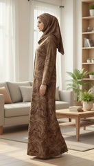 Tehnoor Nazakat Cocoa Swirl Abaya
