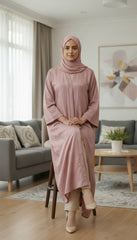 Tehnoor Pink Mist Serenity Abaya