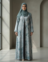 Tehnoor Silver Blue Marble Abaya