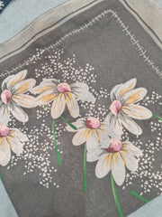 Tehnoor Grey Blossom Stole for Women – 72 x 32 Inches | Elegant Hijab & Abaya Accessory | Modest Fashion India