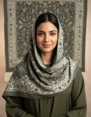 Tehnoor Olive Ornate Stole for Women – 72 x 32 Inches | Elegant Hijab & Abaya Accessory | Modest Fashion India