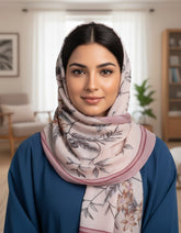 Tehnoor Blush Botanical Stole for Women – 72 x 32 Inches | Elegant Hijab & Abaya Accessory | Modest Fashion India