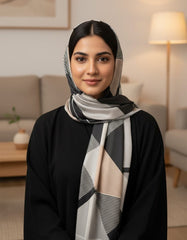 Tehnoor Monochrome Harmony Stole for Women – 72 x 34 Inches | Elegant Hijab & Abaya Accessory | Silk‑Feel Polyester | Modest Fashion India