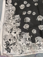 Tehnoor Noir Rose Stole for Women – 72 x 34 Inches | Elegant Hijab & Abaya Accessory | Silk‑Feel Polyester | Modest Fashion India