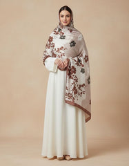 Tehnoor Mocha Bloom Stole for Women – 72 x 34 Inches | Elegant Hijab & Abaya Accessory | Silk‑Feel Polyester | Modest Fashion India