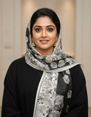 Tehnoor Noir Rose Stole for Women – 72 x 34 Inches | Elegant Hijab & Abaya Accessory | Silk‑Feel Polyester | Modest Fashion India