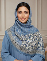 Tehnoor Azure Bloom Stole for Women – 72 x 34 Inches | Elegant Hijab & Abaya Accessory | Silk‑Feel Polyester | Modest Fashion India