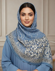 Tehnoor Azure Bloom Stole for Women – 72 x 34 Inches | Elegant Hijab & Abaya Accessory | Silk‑Feel Polyester | Modest Fashion India