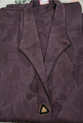 Elegant Chocolate Brown Woven Leaf Abaya | Lapel Collar & Premium Jacquard-Style Motif
