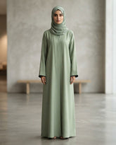 Mint Green Premium Fabric Abaya | Elegant Front‑Closed Modest Wear by Tehnoor