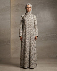 Stone Beige Nida Printed Abaya for Daily and Office Wear