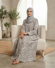 Stone Beige Nida Printed Abaya for Daily and Office Wear