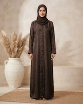 Coffee Brown Nida Printed Abaya for Daily and Office Wear