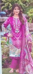 Plum Purple Pure Cotton Unstitched Suit with Mal-Mal Cotton Dupatta
