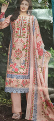 Peach Pure Cotton Unstitched Suit with Mal-Mal Cotton Dupatta