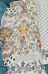 Oyster Beige Heavy Lawn Cotton Unstitched Suit with Printed Dupatta