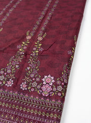 Burgundy Heavy Lawn Cotton Unstitched Suit with Printed Dupatta