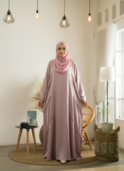 Soft-Toned Abayas with Matching Hijabs (Pink & Lavender Variants)