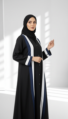 Tehnoor Black Striped Abaya