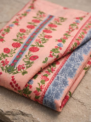 Peach Pure Cotton Unstitched Suit with Mal-Mal Cotton Dupatta