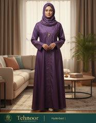 Lavender Minimalist Stone-Work Abaya Without Hijab