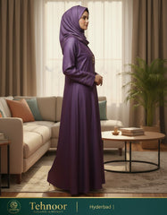 Lavender Minimalist Stone-Work Abaya Without Hijab