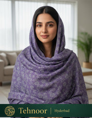 Tehnoor Women’s Premium Purple Floral Pashmina Stole – Luxury Kashmiri Inspired Wrap