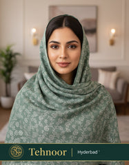 Tehnoor Women’s Premium Mehndi Green Floral Pashmina Stole – Luxury Kashmiri Inspired Wrap