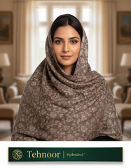Tehnoor Women’s Premium Coffee Brown Floral Pashmina Stole – Luxury Kashmiri Inspired Wrap