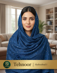 Tehnoor Women’s Royal Indigo Embellished Stole – Luxury Self-Design Festive Wrap