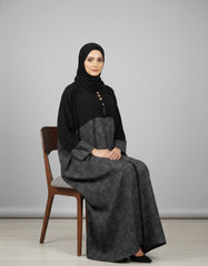 Tehnoor Midnight Onyx Butterfly Abaya – Premium Crepe & Printed Nida Kaftan with Tassel Detail – 54" Length, 31" Bust
