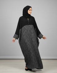 Tehnoor Midnight Onyx Butterfly Abaya – Premium Crepe & Printed Nida Kaftan with Tassel Detail – 54" Length, 31" Bust