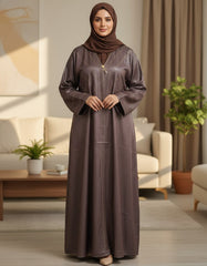 Brown Minimalist Stone-Work Abaya Without Hijab
