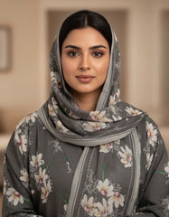 Tehnoor Grey Blossom Stole for Women – 72 x 32 Inches | Elegant Hijab & Abaya Accessory | Modest Fashion India