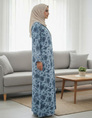 Tehnoor Azure Bloom Textured Abaya