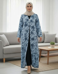 Tehnoor Azure Bloom Textured Abaya