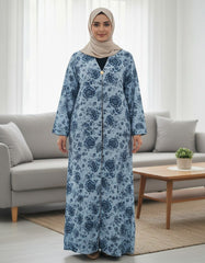 Tehnoor Azure Bloom Textured Abaya