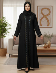 Tehnoor Midnight Vine Embroidered Abaya Grace in every stitch, elegance in every fold