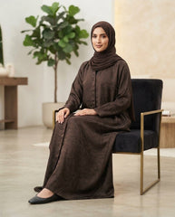 Coffee Brown Nida Printed Abaya for Daily and Office Wear