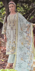 Ivory Mint Green Viscose Rayon  Digital Print Embroidered Unstitched Suit Material